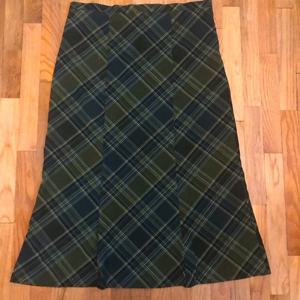y2k long plaid skirt